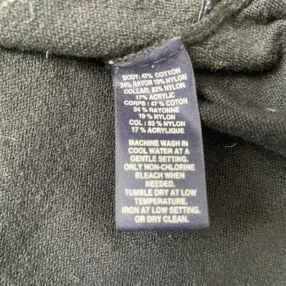 Saks Fifth Ave Black Sweater Grey Boucle Chunky Cowl Collar Shawl sz L - Picture 9 of 9